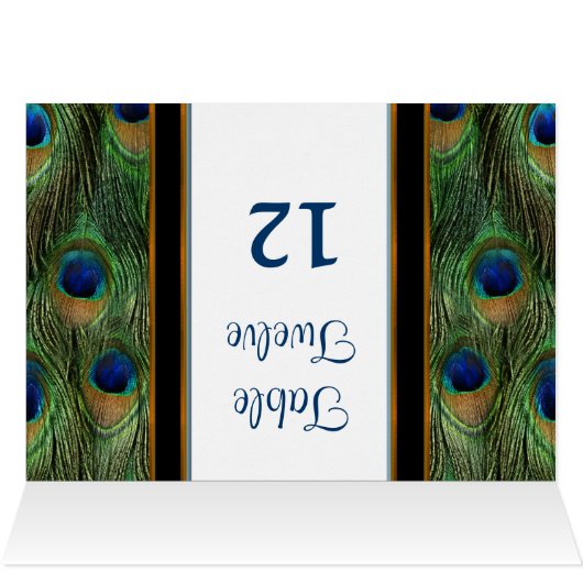 Peacock-doezelbruiloft - Tafelnummer (Binnen Horizontaal (Boven))