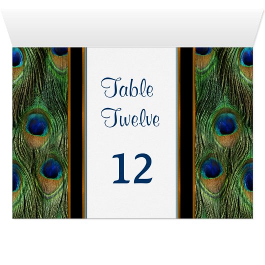 Peacock-doezelbruiloft - Tafelnummer (Binnen Horizontaal (Onder))