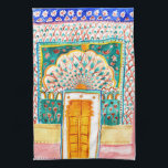 Peacock door Rajasthan Waterverf India Theedoek<br><div class="desc">Waterverf schilderij geïnspireerd door de vredesdeuren van India. Handschilderd door mij voor jou. Decoreer je keuken met deze coole handdoek. Het maakt een geweldige huisopwarming of een cadeau ter gelegenheid van de verjaardag! U kunt het aanpassen en tekst ook toevoegen. Bekijk mijn winkel voor nog veel meer kleuren en patronen...</div>