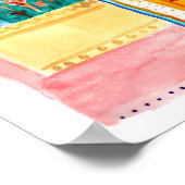 Peacock door Waterverf Jaipur City Palace Pink Poster (Hoek)