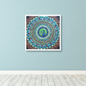 Peacock Dot Mandala Art Canvas Afdruk (Insitu (Houten vloer))
