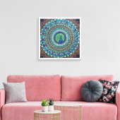 Peacock Dot Mandala Art Canvas Afdruk (Insitu (Woonkamer))