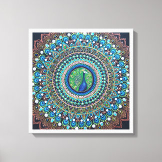 Peacock Dot Mandala Art Canvas Afdruk