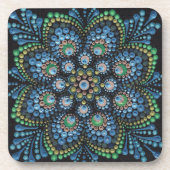 Peacock Dot Mandala Bier Onderzetter (Voorkant)