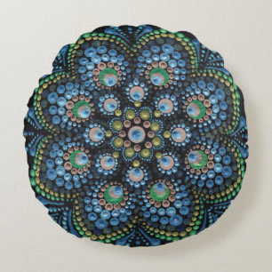 Peacock Dot Mandala Sierkussen Rond Kussen