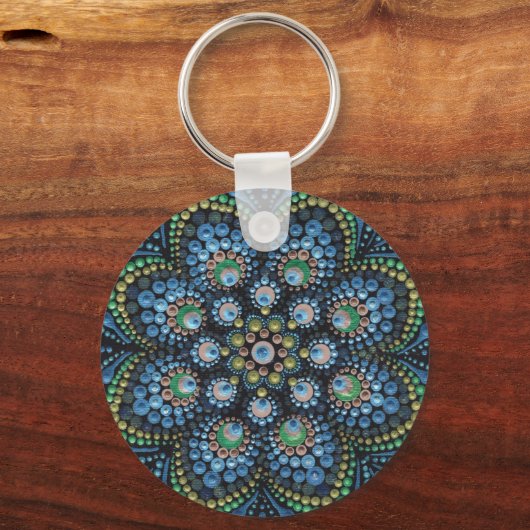 Peacock Dot Mandala Sleutelhanger (Achterkant)