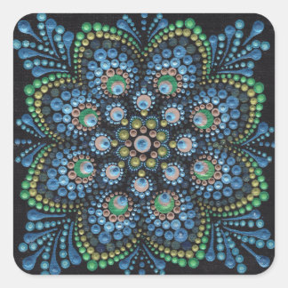 Peacock Dot Mandala Vierkante Sticker