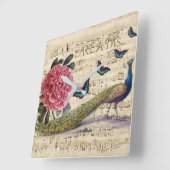 Peacock Dreams Vierkante Klok (Hoek)