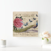 Peacock Dreams Vierkante Klok (Huis)