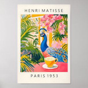 Peacock Drink koffie Poster, roze keukeninrichting Poster
