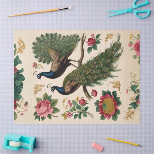  Peacock Duo Decoupage Tissue Paper Tissuepapier (Craft)