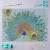 Peacock Dusty Blue Blauwgroen  Feathers Decoupage Tissuepapier (Craft)