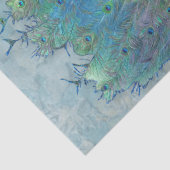 Peacock Dusty Blue Blauwgroen  Feathers Decoupage Tissuepapier (Detail)