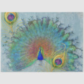 Peacock Dusty Blue Blauwgroen  Feathers Decoupage Tissuepapier (Voorkant)