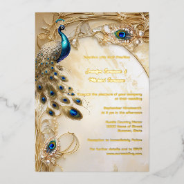 Peacock echte folie  veren art nouveau folie uitnodiging