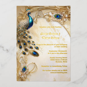Peacock echte folie  veren art nouveau folie uitnodiging