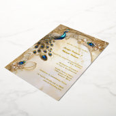 Peacock echte folie  veren art nouveau uitnodiging (Gedraaid)