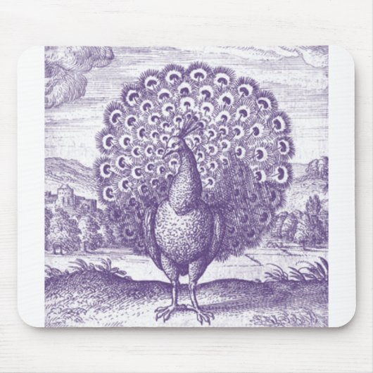 Peacock, een gravure muismat (Voorkant)