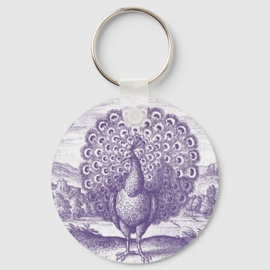 Peacock, een  gravure sleutelhanger (Voorkant)