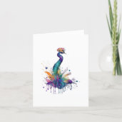 Peacock Een Vogelportret in Waterverven & Pen Feestdagen Kaart