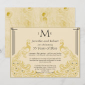 Peacock Elegance Art Deco Bruiloft Jubileum Kaart (Voorkant / Achterkant)