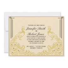 Peacock Elegance Art Deco Flair Uitnodiging voor b