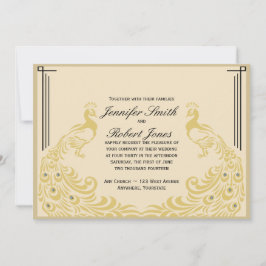 Peacock Elegance Art Deco Flair Uitnodiging voor b