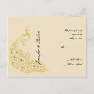 Peacock Elegance Art Deco RSVP Briefkaart
