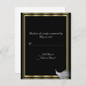 Peacock Elegance in zwart, goud en wit Uitnodiging Briefkaart (Voorkant / Achterkant)