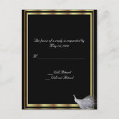 Peacock Elegance in zwart, goud en wit Uitnodiging Briefkaart (Voorkant)