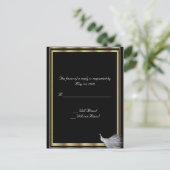 Peacock Elegance in zwart, goud en wit Uitnodiging Briefkaart (Staand voorkant)