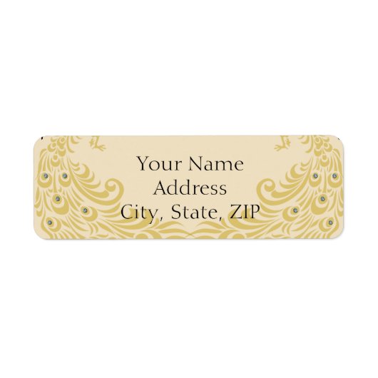 Peacock Elegance Jubileum Return Address Etiket (Voorkant)