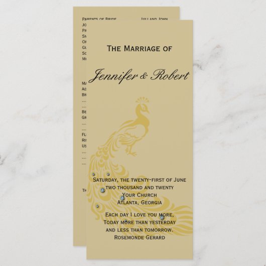 Peacock Elegance met een Art Deco Flair Programma Programmakaart (Voorkant / Achterkant)