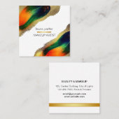 Peacock Elegant Abstract Gold Glitter Modern Busi Vierkante Visitekaartje (Voorkant / Achterkant)