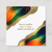 Peacock Elegant Abstract Gold Glitter Modern Busi Vierkante Visitekaartje (Voorkant)