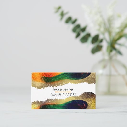 Peacock Elegant Abstract Gouden Glitter Modern Bus Visitekaartje (Staand voorkant)