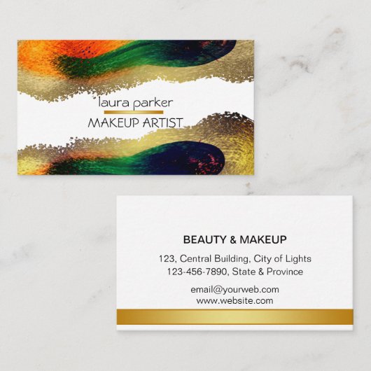 Peacock Elegant Abstract Gouden Glitter Modern Bus Visitekaartje (Voorkant / Achterkant)