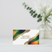 Peacock Elegant Abstract Gouden Glitter Modern Bus Visitekaartje (Staand voorkant)
