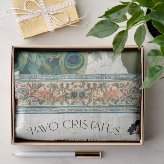 Peacock Elegant Botanische Ephemera Roze Decoupage Tissuepapier (Geschenk)