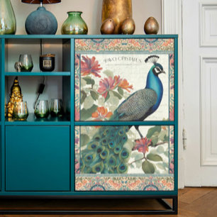 Peacock Elegant Botanische Ephemera Roze Decoupage Tissuepapier