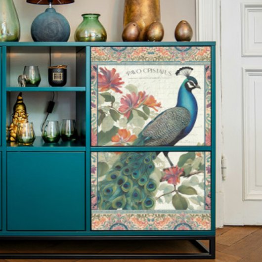 Peacock Elegant Botanische Ephemera Roze Decoupage Tissuepapier