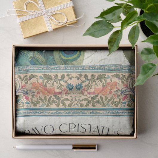 Peacock Elegant Botanische Ephemera Roze Decoupage Tissuepapier (Geschenk)