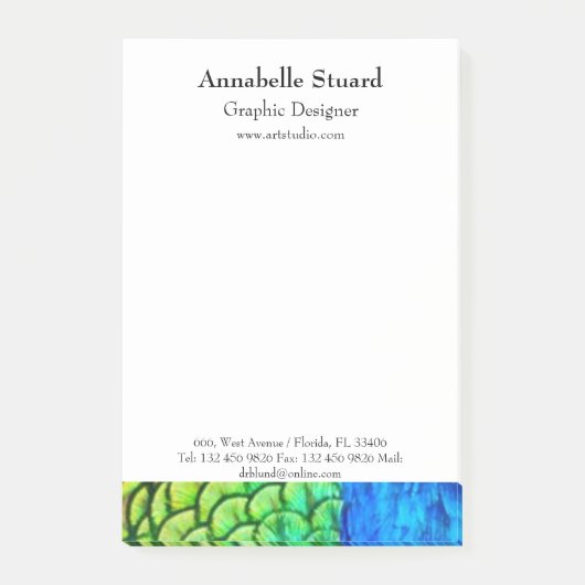 Peacock elegant modern make-up artistieke business post-it® notes (Voorkant)