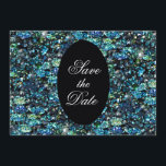 Peacock Elegant Modern Wedding / House-of-Grosch Save The Date<br><div class="desc">Elegant en Girly Peacock-Blue Encrusted Glitter! Copyright M 2013</div>