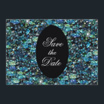 Peacock Elegant Modern Wedding / House-of-Grosch Save The Date<br><div class="desc">Elegant en Girly Peacock-Blue Encrusted Glitter! Copyright M 2013</div>