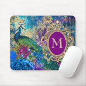 Peacock Elegant Paars Blauwgroen goudmonogram Muismat (Met muis)