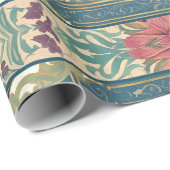 Peacock Elegant Paarse Bloemen Ephemera Decoupage Cadeaupapier (Rol Hoek)