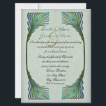 Peacock Elegant Wedding Repetitie Diner Kaart<br><div class="desc">Dit ontwerp heeft een ouderwetse achtergrond in een perkamentkleur met groene boventonen met enkele Art Nouveau pauwenveren als decoratieve rand. Dit werkt voor vrijwel elk seizoen,  formeel of informeel.</div>