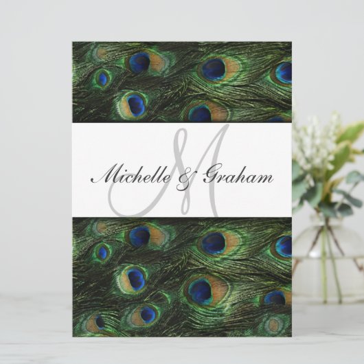 Peacock Elegant Wedding-uitnodiging Kaart (Staand voorkant)