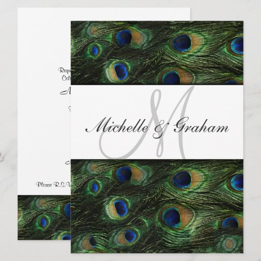 Peacock Elegant Wedding-uitnodiging Kaart (Voorkant / Achterkant)